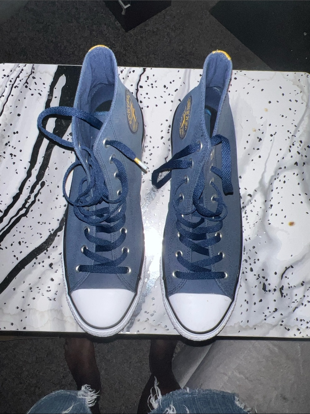 Classic Blue High-Top Canvas Sneakers - Men